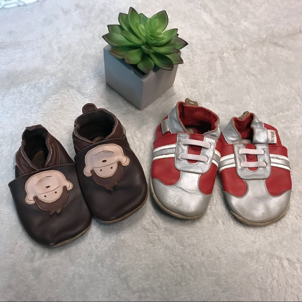 2 Bobux kids leather house shoes